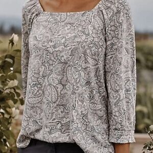 NWOT J. Jill Smocked Square-Neck Top (4X)